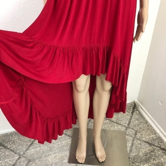 Felicity & coco  Straples off the shoulder High low Ruffle Red Maxi dress beach - Picture 4 of 10